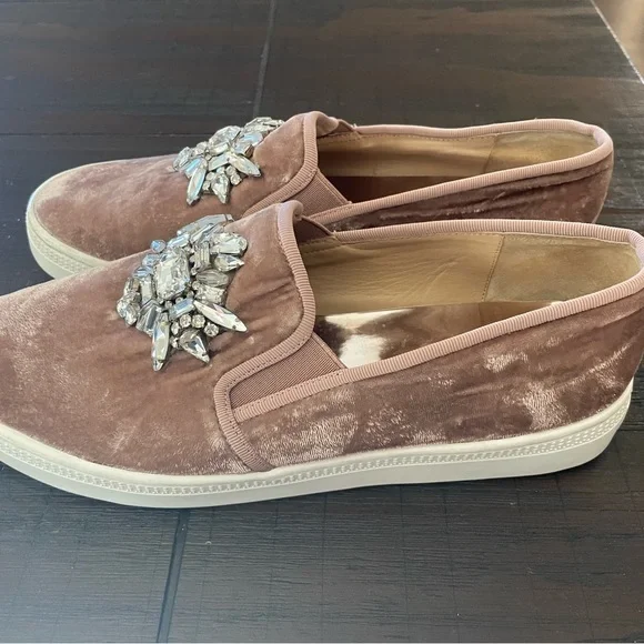 Badgley Mischka Women's Embellished Velvet Slip-On Shoes - Brown - Picture 3 of 4
